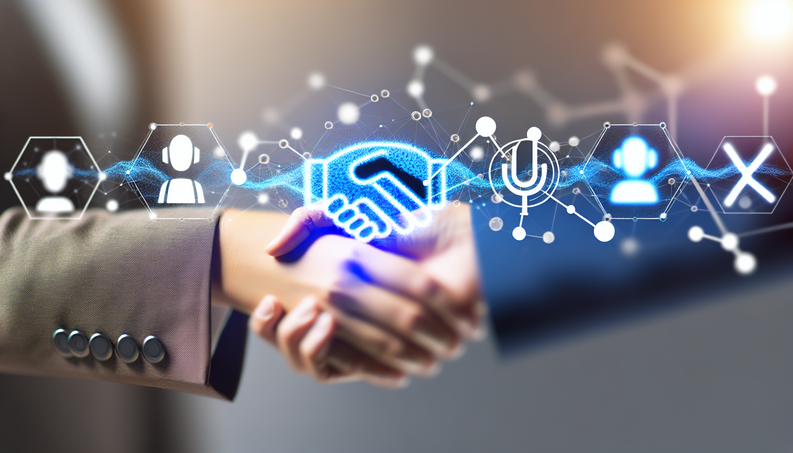 Cover design showcasing AI voice technology with CRM elements, emphasizing innovative customer engagement.